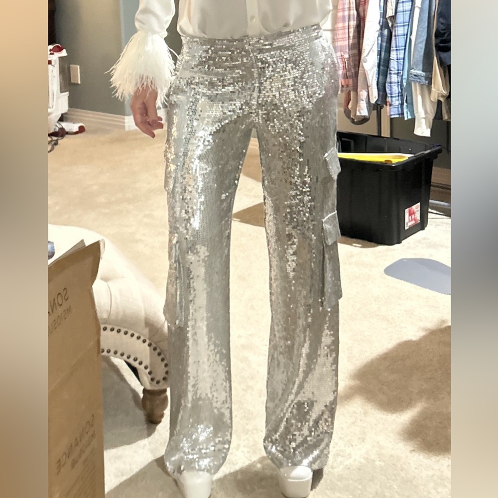 Alice and Olivia Hayes sequin cargo pants - Picture 15 of 16
